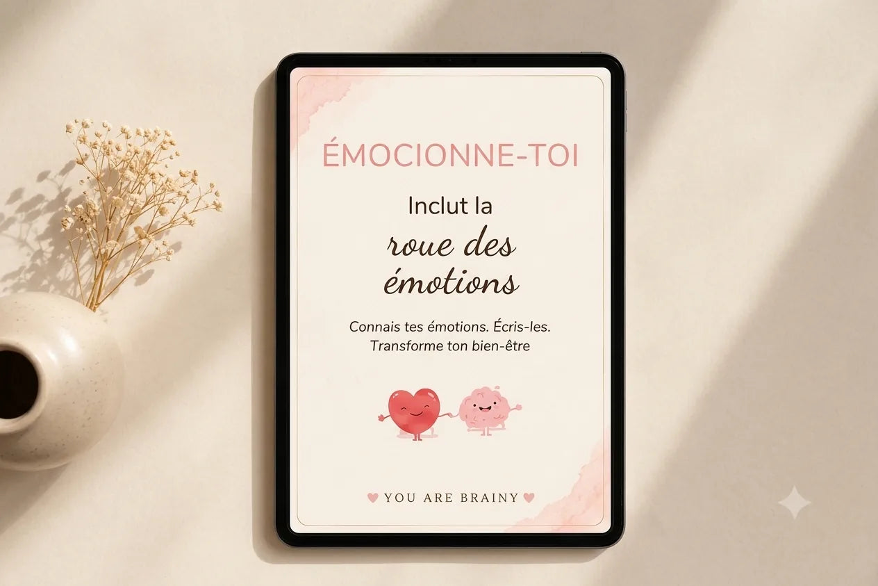 Accueillez l'émotion – couverture du journal émotionnel EPUB affichée sur tablette, You Are Brainy