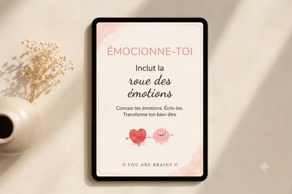 Accueillez l'émotion – couverture du journal émotionnel EPUB affichée sur tablette, You Are Brainy