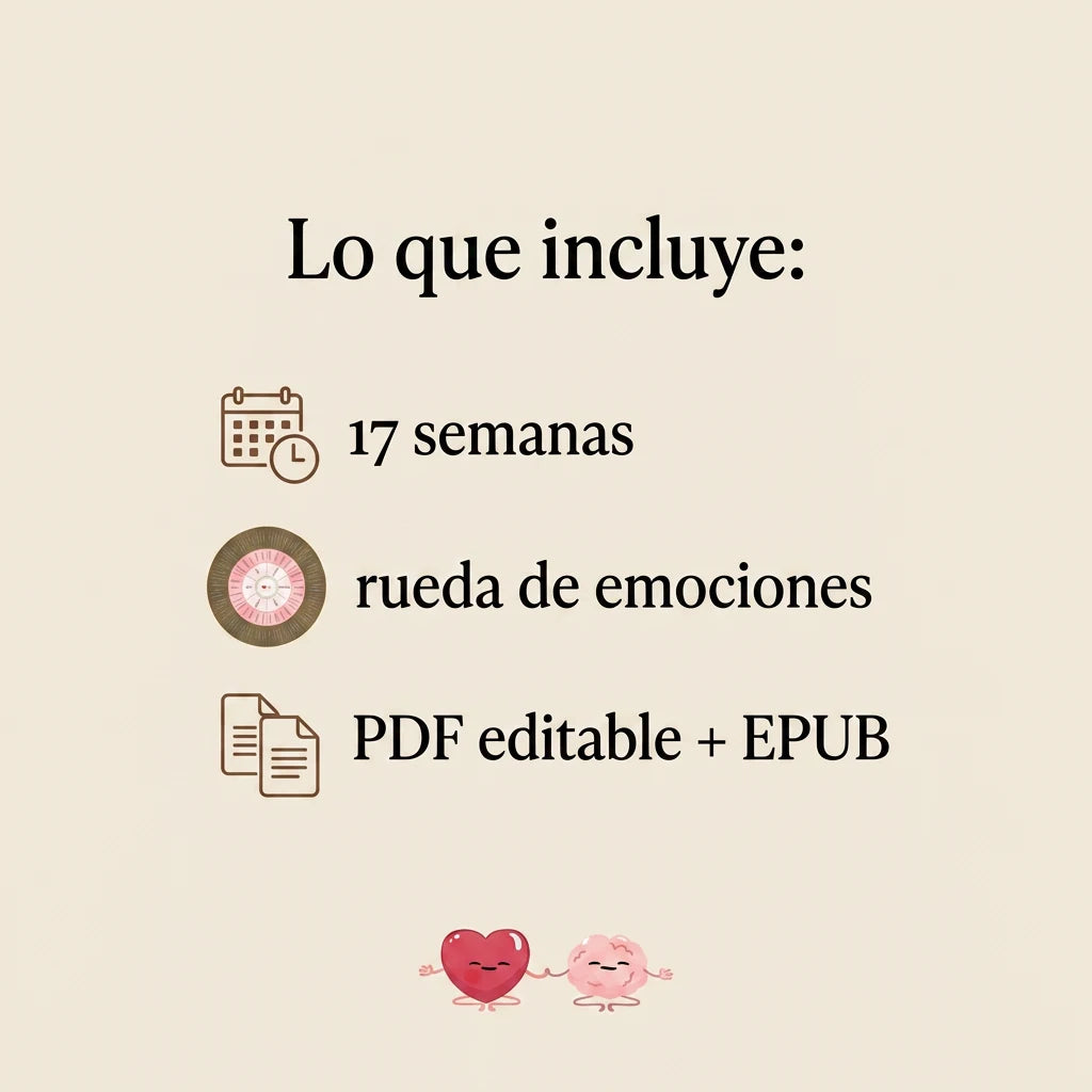Qué incluye el diario de emociones Emociónate: 17 semanas de journaling, rueda de las emociones y PDF editable + EPUB – You Are Brainy